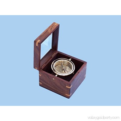 Solid Brass Lifeboat Compass w/ Rosewood Box 7''